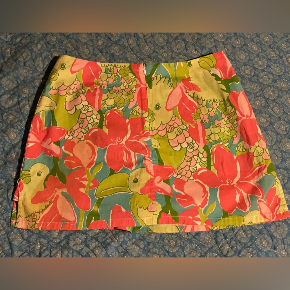 Like new Lily Pulitzer skort,neon pink,green,blue tropical floral/parrot print,2 - Picture 5 of 8